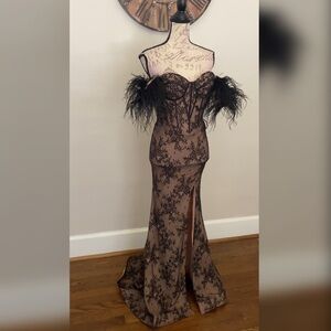 Lace goth prom dress, black wedding dress, formal dress or evening gown